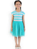 Branyork Sea Green Striped Fit & Flare Dress