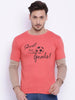 Daneaxon Peach-Coloured Printed T-shirt